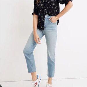 Madewell Classic Straight Jeans Sz 29 Women Light Wash Stretch High Rise Casual